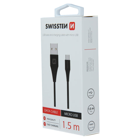 Swissten Micro USB Cable - 71504301 - 1.5m - 6.5mm - Black