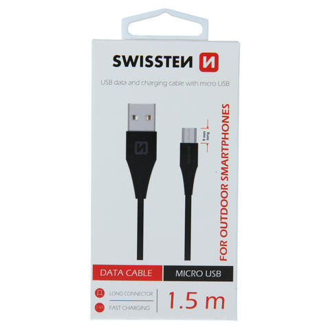 Swissten Outdoor Micro USB Cable - 71504303 - 1.5m - 9mm - Black