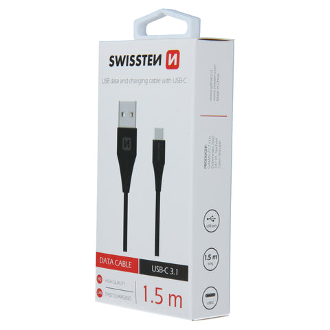 Swissten Type-C USB Cable - 71504401 - 1.5m - 7mm - Black