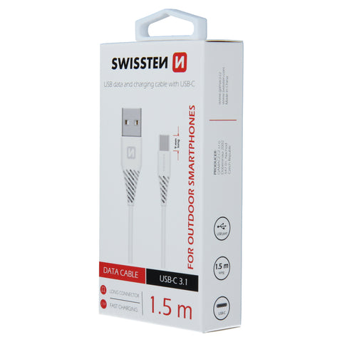 Swissten Outdoor Type-C USB Cable - 71504402 - 1.5m - 9mm - White