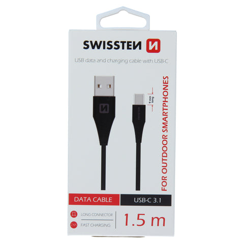 Swissten Outdoor Type-C USB Cable - 71504403 - 1.5m - 9mm - Black