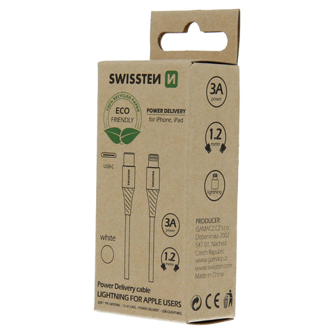 Swissten Type-C USB Cable To Lightning - 71505301ECO - 1.2m - Eco Packing - White