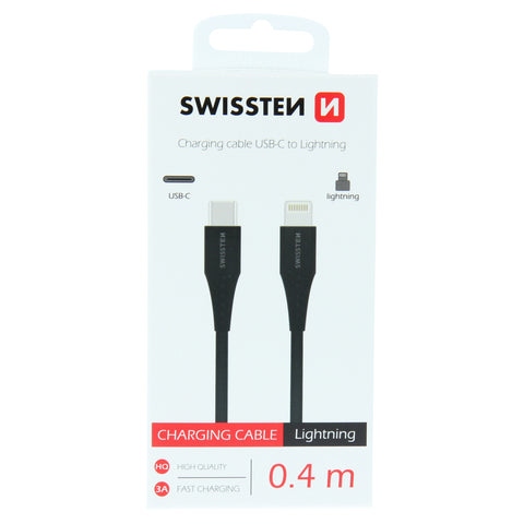 Swissten Type-C To Lightning Cable - 71506512 - 0.4m - Black