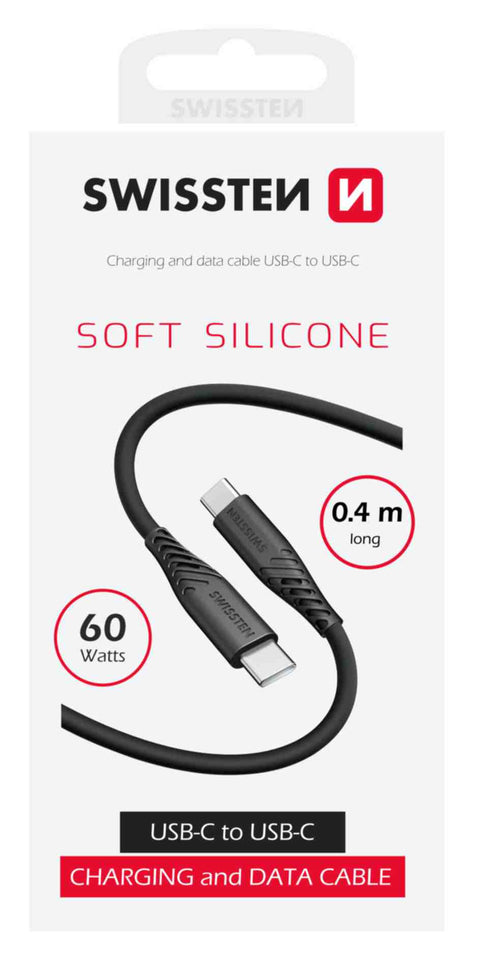 Swissten Soft Silicone Type-C USB Cable - 71506516  - 0.4m - Black