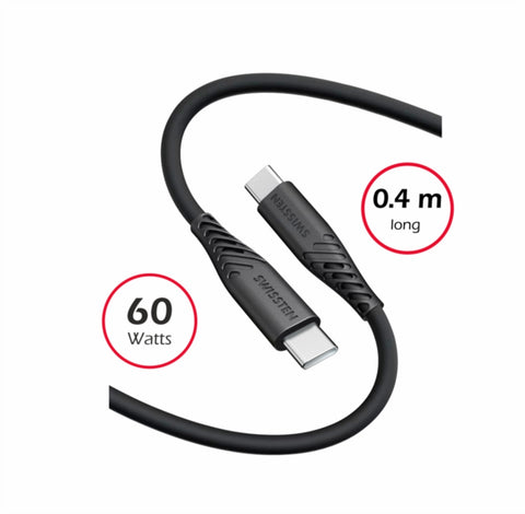 Swissten Soft Silicone Type-C USB Cable - 71506516  - 0.4m - Black