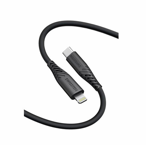 Swissten Soft Silicone Lightning to USB-C Cable - 71506517- 0.4m - Black