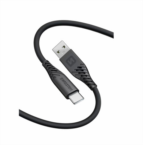 Swissten Soft Silicone USB-C To USB-A USB Cable - 71506519 - 0.4m - Black