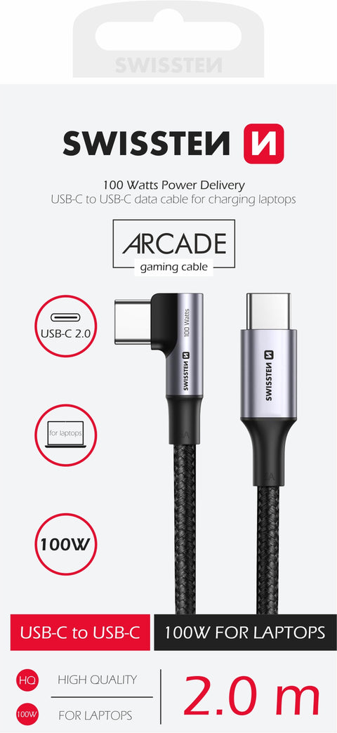 Swissten Arcade Gaming Type-C To Type-C USB Cable - 71506560 - 2m - Black