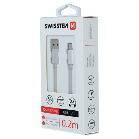 Swissten Textile Type-C USB Cable - 71521103 - 0.2m - Silver