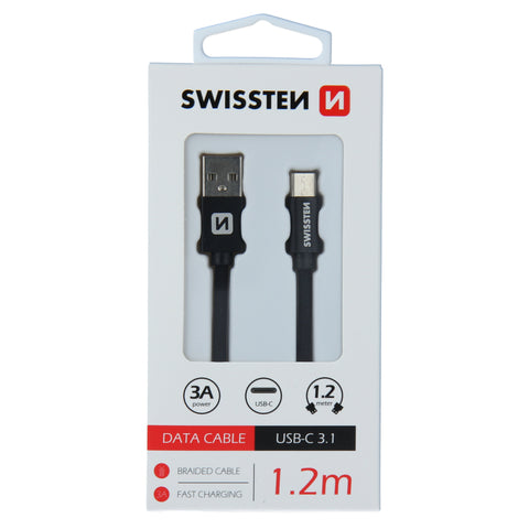 Swissten Textile Type-C USB Cable - 71521201 - 1.2m - Black