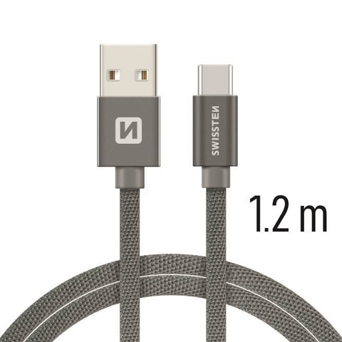 Swissten Textile Type-C USB Cable - 71521202 - 1.2m - Grey