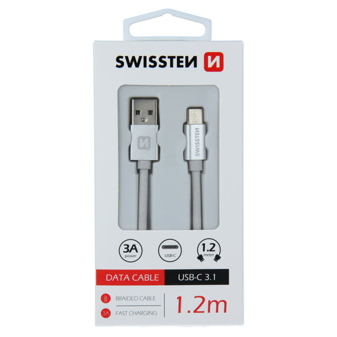 Swissten Textile Type-C USB Cable - 71521203 - 1.2m - Silver