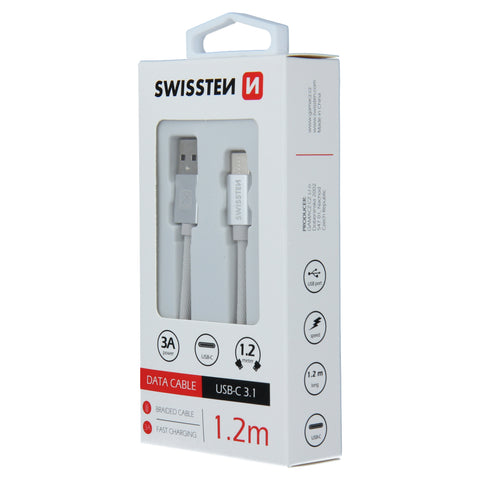 Swissten Textile Type-C USB Cable - 71521203 - 1.2m - Silver