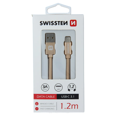 Swissten Textile Type-C USB Cable - 71521204 - 1.2m - Gold