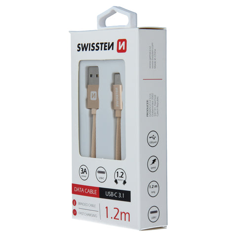Swissten Textile Type-C USB Cable - 71521204 - 1.2m - Gold