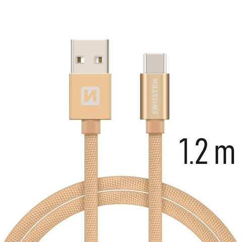 Swissten Textile Type-C USB Cable - 71521204 - 1.2m - Gold
