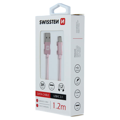 Swissten Textile Type-C USB Cable - 71521205 - 1.2m - Rose Gold