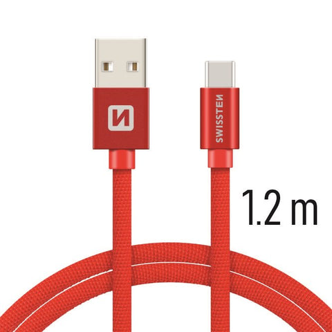 Swissten Textile Type-C USB Cable - 71521206 - 1.2m - Red