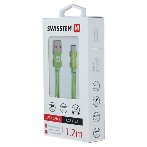 Swissten Textile Type-C USB Cable - 71521207 - 1.2m - Green