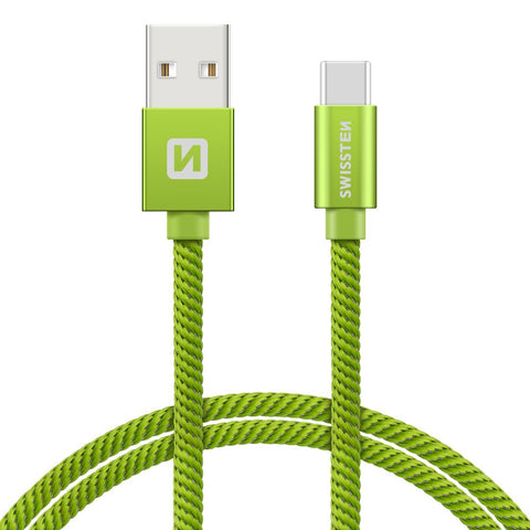 Swissten Textile Type-C USB Cable - 71521207 - 1.2m - Green
