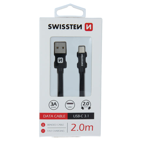Swissten Textile Type-C USB Cable - 71521301 - 2m - Black