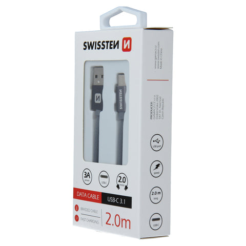 Swissten Textile Type-C USB Cable - 71521302 - 2m - Grey