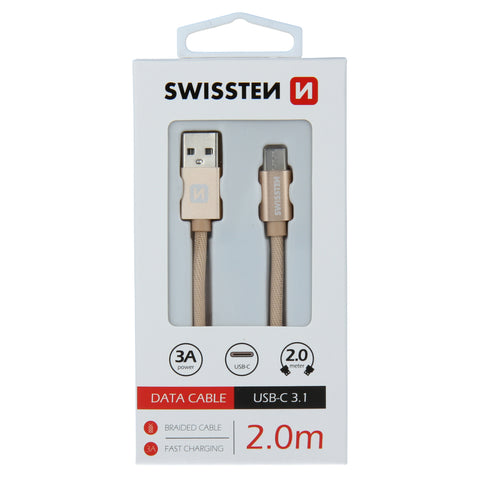 Swissten Textile Type-C USB Cable - 71521304 - 2m - Gold