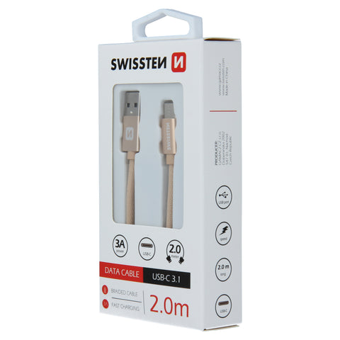 Swissten Textile Type-C USB Cable - 71521304 - 2m - Gold