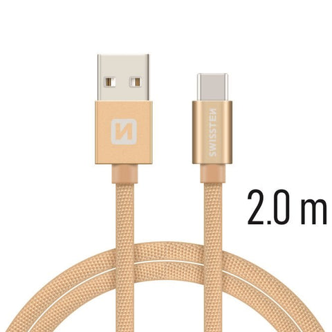Swissten Textile Type-C USB Cable - 71521304 - 2m - Gold