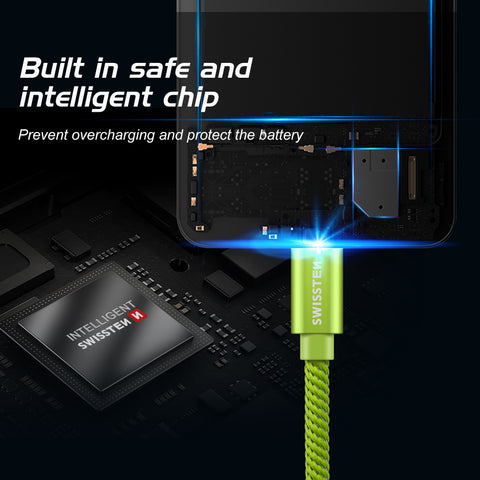 Swissten Textile Type-C USB Cable - 71521307 - 2m - Green