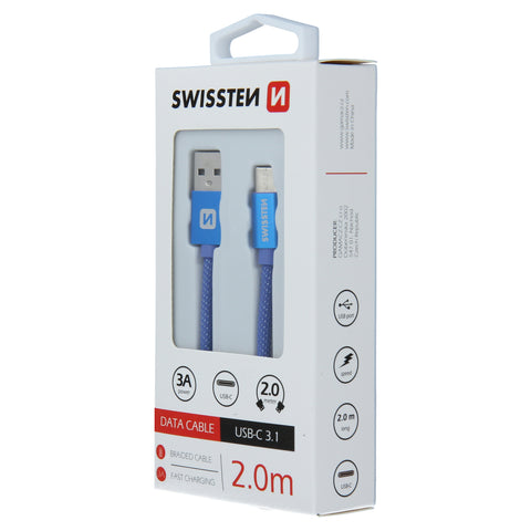 Swissten Textile Type-C USB Cable - 71521308 - 2m - Blue