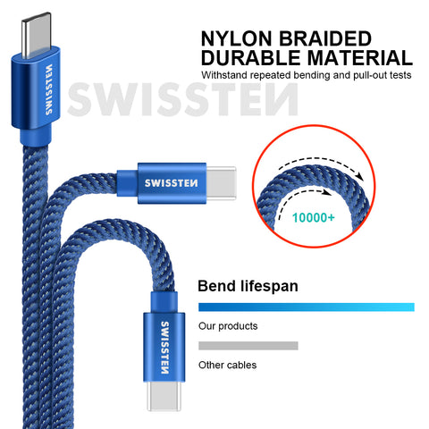 Swissten Textile Type-C USB Cable - 71521308 - 2m - Blue