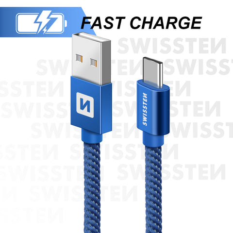 Swissten Textile Type-C USB Cable - 71521308 - 2m - Blue