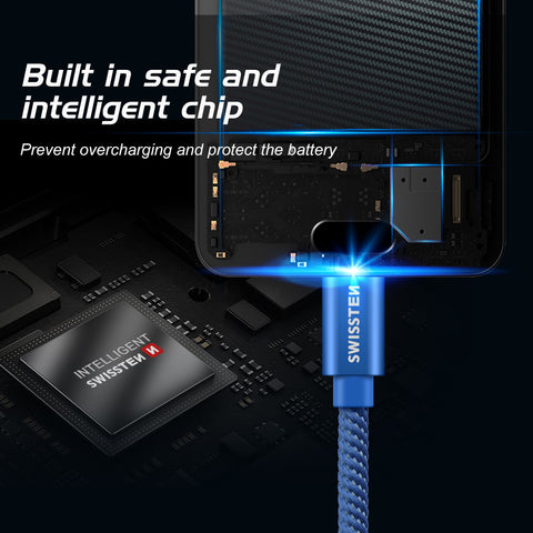 Swissten Textile Type-C USB Cable - 71521308 - 2m - Blue