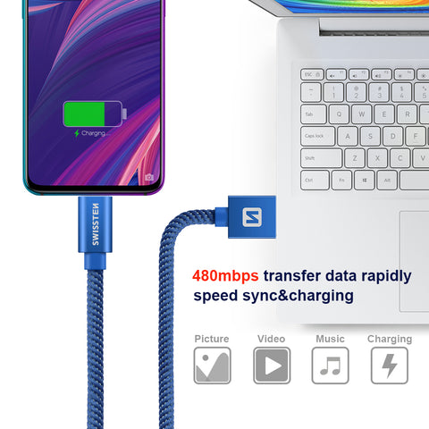 Swissten Textile Type-C USB Cable - 71521308 - 2m - Blue