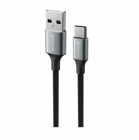 Swissten Textile II USB-A To Type-C USB Cable - 71521309 - 1.5 Meter - Black