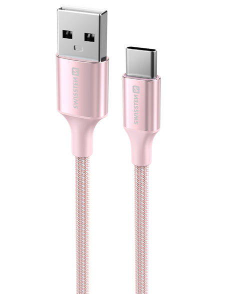 Swissten Textile II USB-A To Type-C USB Cable - 71521311 - 1.5 Meter - Pink