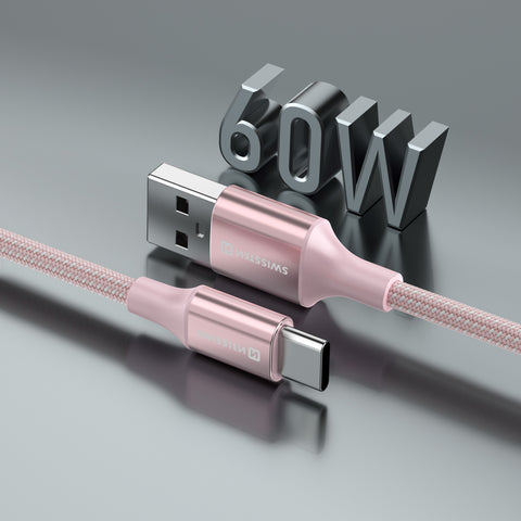 Swissten Textile II USB-A To Type-C USB Cable - 71521311 - 1.5 Meter - Pink