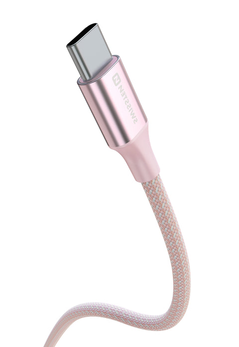 Swissten Textile II USB-A To Type-C USB Cable - 71521311 - 1.5 Meter - Pink