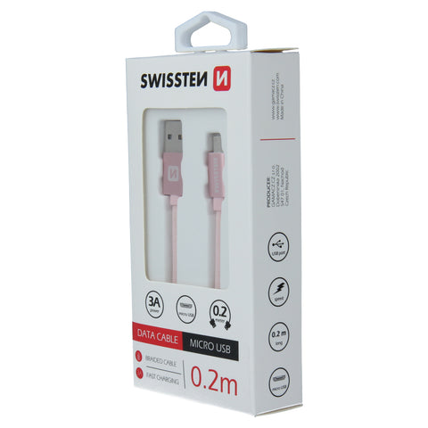 Swissten Textile Micro USB Cable - 71522105 - 0.2m - Rose Gold