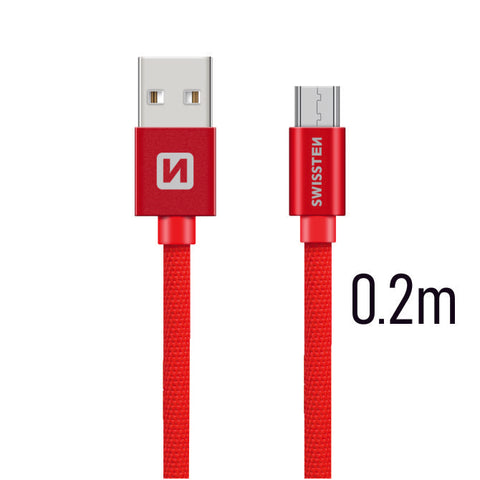 Swissten Textile Micro USB Cable - 71522106 - 0.2m - Red