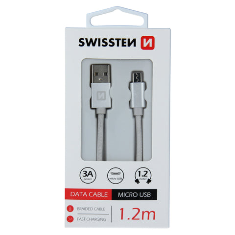 Swissten Textile Micro USB Cable - 71522203 - 1.2m - Silver