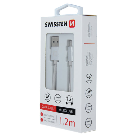 Swissten Textile Micro USB Cable - 71522203 - 1.2m - Silver