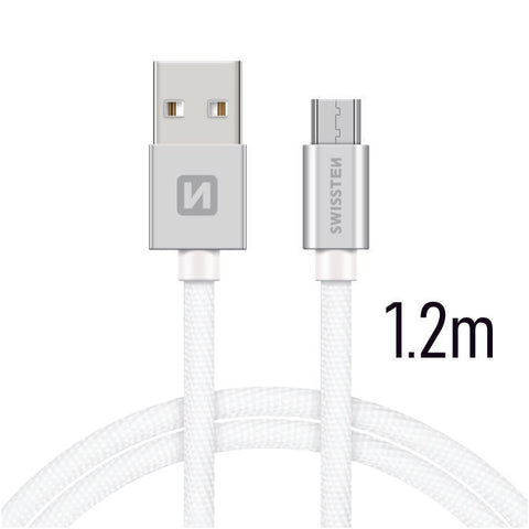 Swissten Textile Micro USB Cable - 71522203 - 1.2m - Silver
