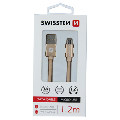 Swissten Textile Micro USB Cable - 71522204 - 1.2m - Gold