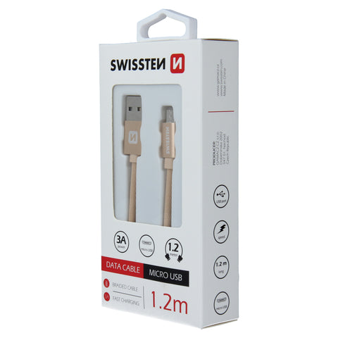 Swissten Textile Micro USB Cable - 71522204 - 1.2m - Gold