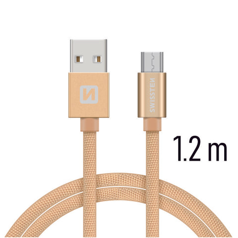 Swissten Textile Micro USB Cable - 71522204 - 1.2m - Gold