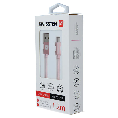 Swissten Textile Micro USB Cable - 71522205 - 1.2m - Rose Gold