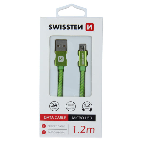 Swissten Textile Micro USB Cable - 71522207 - 1.2m - Green