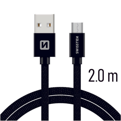 Swissten Textile Micro USB Cable - 71522301 - 2m - Black